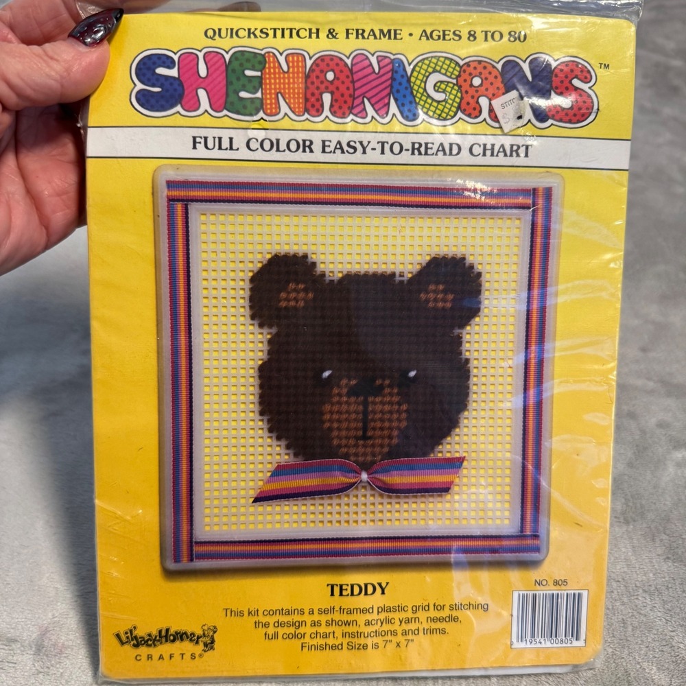 Vintage L'il Jack Horner Shenanigans Teddy Needlepoint Stitch Kit 7x7
